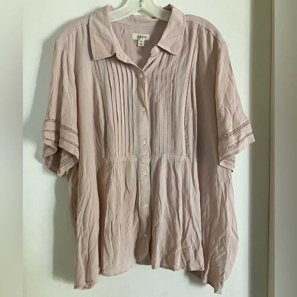 Style & Co Light Pink Button-Up Blouse